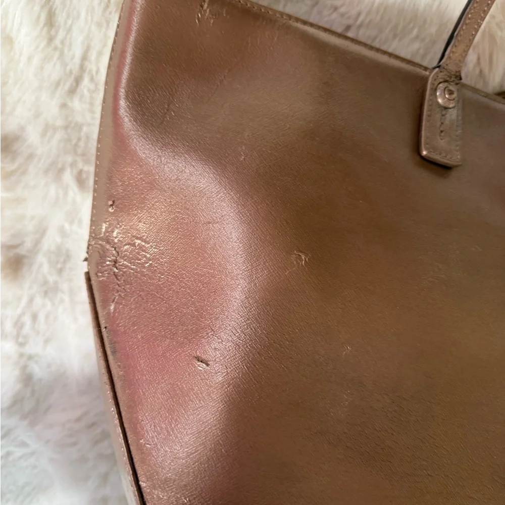 henri bendel Metallic Brown Leather Briefcase Tote